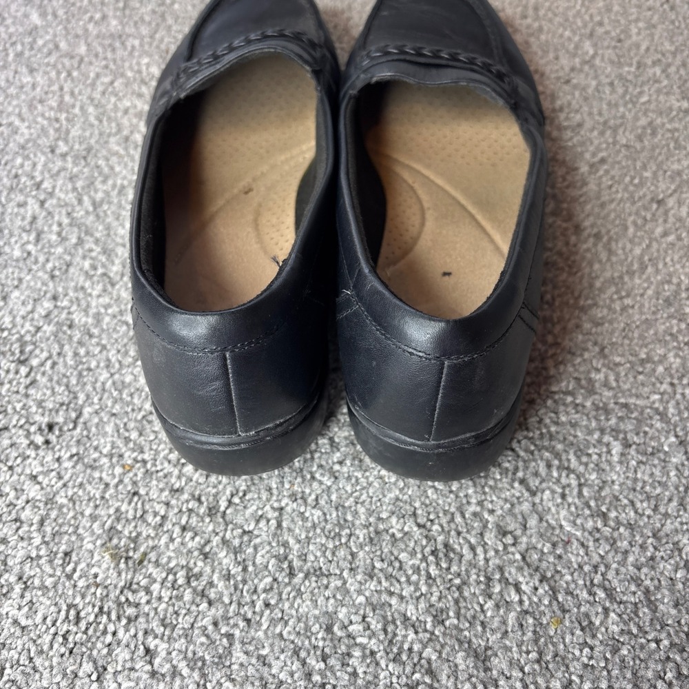 Clarks Loafers Womens 9.5 Black Leather Braided Ultimate Comfort Shoes office - Picture 10 of 11